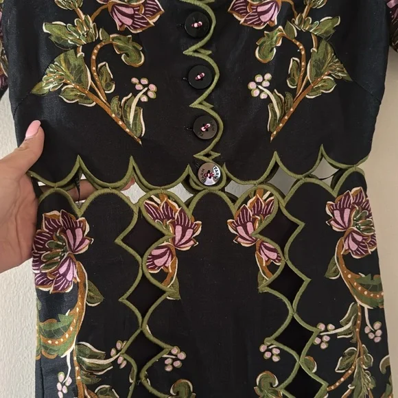 FARM RIO Black Ravenala Short Sleeve Maxi Dress, Size XX-Small, $320 - Picture 7 of 10